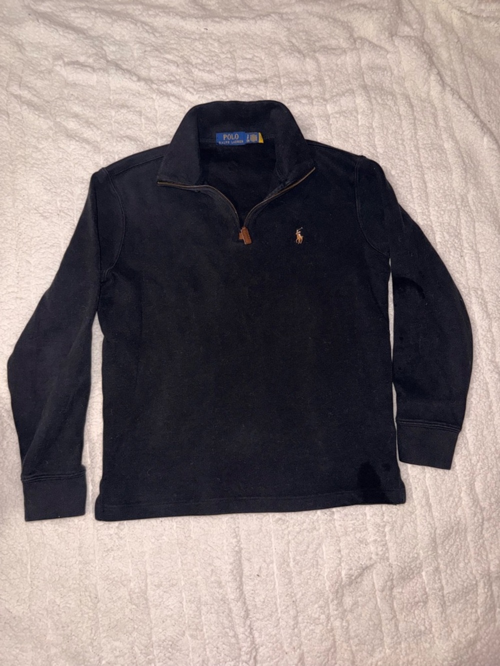 Ralph Lauren Men’s Black Half-Zip Pullover with Tan Pony Logo